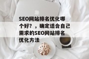 SEO网站排名优化哪个好？，确定适合自己需求的SEO网站排名优化方法