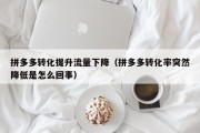 拼多多转化提升流量下降（拼多多转化率突然降低是怎么回事）