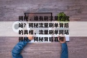 揭秘，谁有刷流量的网站？揭秘流量刷单背后的真相，流量刷单网站揭秘，揭秘背后真相