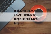 亚威股份(002559.SZ)：董事长拟减持不超过0.64%股份