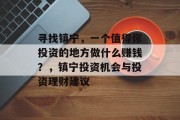 寻找镇宁，一个值得你投资的地方做什么赚钱？，镇宁投资机会与投资理财建议