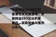 合肥网站SEO优化的重要性及实施策略，合肥网站SEO优化的重要性、实施策略与案例分析