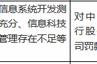 建设银行被罚290万元，涉及个别信息系统开发测试不充分、信息科技外包管理存在不足等事项