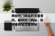 在线看网站流量分析，揭秘热门网站的流量密码，解码热门网站，在线看网站流量揭秘