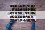 常州知名网站公司盘点，打造企业网络新形象的专业力量，常州网站建设领军企业大盘点，塑造企业网络品牌新风貌