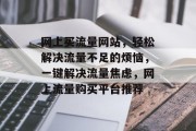 网上买流量网站，轻松解决流量不足的烦恼，一键解决流量焦虑，网上流量购买平台推荐