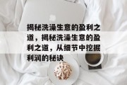 揭秘洗澡生意的盈利之道,揭秘洗澡生意的盈利之道,从细节中挖掘利润的秘诀 揭秘洗澡生意的盈利之道,揭秘洗澡生意的盈利之道,从细节中挖掘利润的秘诀