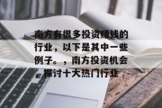 南方有很多投资赚钱的行业，以下是其中一些例子。，南方投资机会，探讨十大热门行业