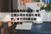 最高盈利超5亿元！新三板公司半年报扎堆出炉，多只IPO概念股业绩亮眼