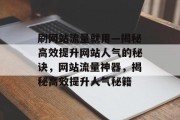 刷网站流量就用—揭秘高效提升网站人气的秘诀，网站流量神器，揭秘高效提升人气秘籍