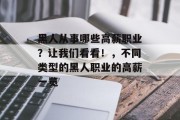 黑人从事哪些高薪职业?让我们看看!,不同类型的黑人职业的高薪一览