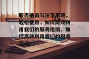 服务指南与注意事项，轻松使用，如何高效利用我们的服务指南，如何高效利用我们的服务指南？