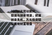 20000元可以做的投资与创业项目，把握创业先机，万元投资轻松实现财富增值