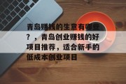 青岛赚钱的生意有哪些？，青岛创业赚钱的好项目推荐，适合新手的低成本创业项目
