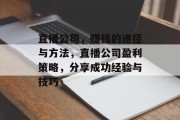 直播公司，赚钱的途径与方法，直播公司盈利策略，分享成功经验与技巧