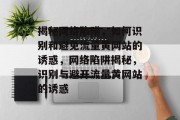 揭秘网络陷阱，如何识别和避免流量黄网站的诱惑，网络陷阱揭秘，识别与避开流量黄网站的诱惑