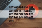 比亚迪的商业机会与投资前景分析，比亚迪，新兴电动汽车领导者中的商业机会与投资前景研究