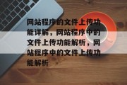 网站程序的文件上传功能详解，网站程序中的文件上传功能解析，网站程序中的文件上传功能解析