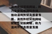 温州外经贸局网站，助力企业拓展国际市场，推动温州外贸高质量发展，温州外经贸局网站赋能外贸新突破，助力温州外贸高质量发展