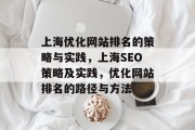 上海优化网站排名的策略与实践，上海SEO策略及实践，优化网站排名的路径与方法