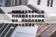 网站程序优势解析，如何选择最适合你的网站程序，网站程序优缺点分析与选择建议