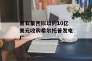 黑石集团拟以约10亿美元收购希尔托普发电厂