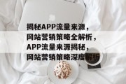 揭秘APP流量来源，网站营销策略全解析，APP流量来源揭秘，网站营销策略深度解析