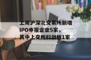 上周沪深北交易所新增IPO申报企业5家，其中上交所科创板1家