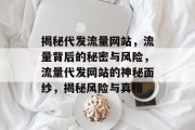 揭秘代发流量网站，流量背后的秘密与风险，流量代发网站的神秘面纱，揭秘风险与真相