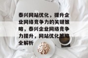 泰兴网站优化，提升企业网络竞争力的关键策略，泰兴企业网络竞争力提升，网站优化策略全解析