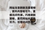 网站文章刷新流量策略，提升内容吸引力，重振访问热潮，巧用刷新策略，重燃网站内容吸引力，引爆访问热潮