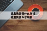 甘肃陇西做什么赚钱_甘肃陇西今年项目