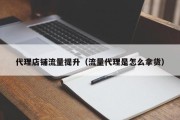 代理店铺流量提升（流量代理是怎么拿货）
