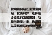 做功能网站还是流量网站，权衡利弊，选择适合自己的发展道路，功能与流量并重，选择网站发展道路的利弊权衡