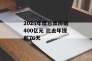 2025年度总票房破400亿元 比去年提前76天