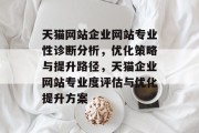 天猫网站企业网站专业性诊断分析，优化策略与提升路径，天猫企业网站专业度评估与优化提升方案
