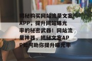 揭秘购买网站流量文案APP，提升网站曝光率的秘密武器！网站流量神器，揭秘文案APP如何助你提升曝光率