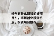 郴州有什么赚钱的好项目?,郴州创业投资热点,投资项目推荐 郴州有什么赚钱的好项目?,郴州创业投资热点,投资项目推荐