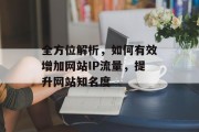 全方位解析，如何有效增加网站IP流量，提升网站知名度