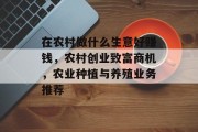 在农村做什么生意好赚钱,农村创业致富商机,农业种植与养殖业务推荐