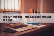 淘宝人气流量提升（用什么方法提升淘宝店铺的人流量）