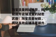 淘宝流量网站推荐，揭秘提升店铺流量的秘密武器！淘宝流量秘籍，揭秘高效店铺流量提升策略