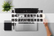 龙南有什么好赚钱的项目吗?,龙南有什么值得投资的好赚钱项目推荐?