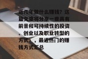 近几年做什么赚钱？这篇文章将分享一些具有前景和可持续性的投资、创业以及职业转型的方式。，最近热门的赚钱方式汇总