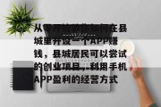 从零开始教你如何在县城里开设一个APP赚钱，县城居民可以尝试的创业项目，利用手机APP盈利的经营方式
