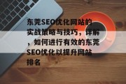 东莞SEO优化网站的实战策略与技巧，详解，如何进行有效的东莞SEO优化以提升网站排名