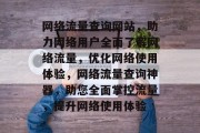 网络流量查询网站，助力网络用户全面了解网络流量，优化网络使用体验，网络流量查询神器，助您全面掌控流量，提升网络使用体验