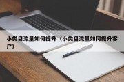 小类目流量如何提升（小类目流量如何提升客户）