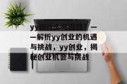 yy做什么能赚钱？——解析yy创业的机遇与挑战，yy创业，揭秘创业机会与挑战