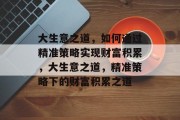 大生意之道，如何通过精准策略实现财富积累，大生意之道，精准策略下的财富积累之道